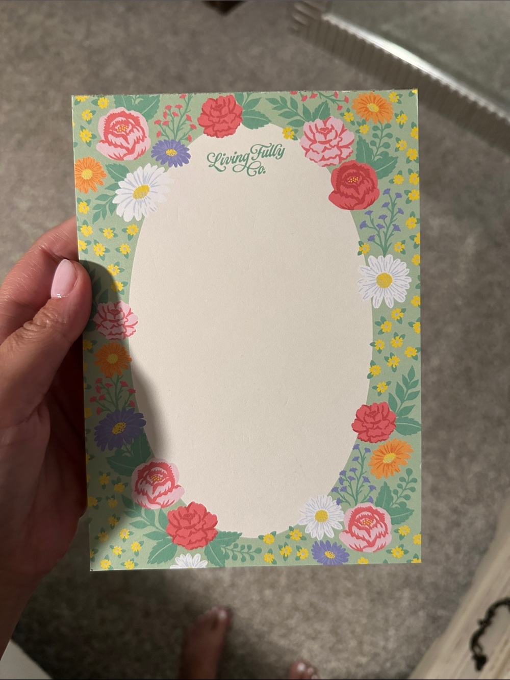 Living Fully Co. Floral Notepad - Green Border